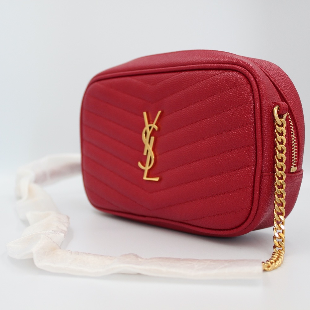 YSL Mini Lou Camera Bag Quilted Grain De Poudre